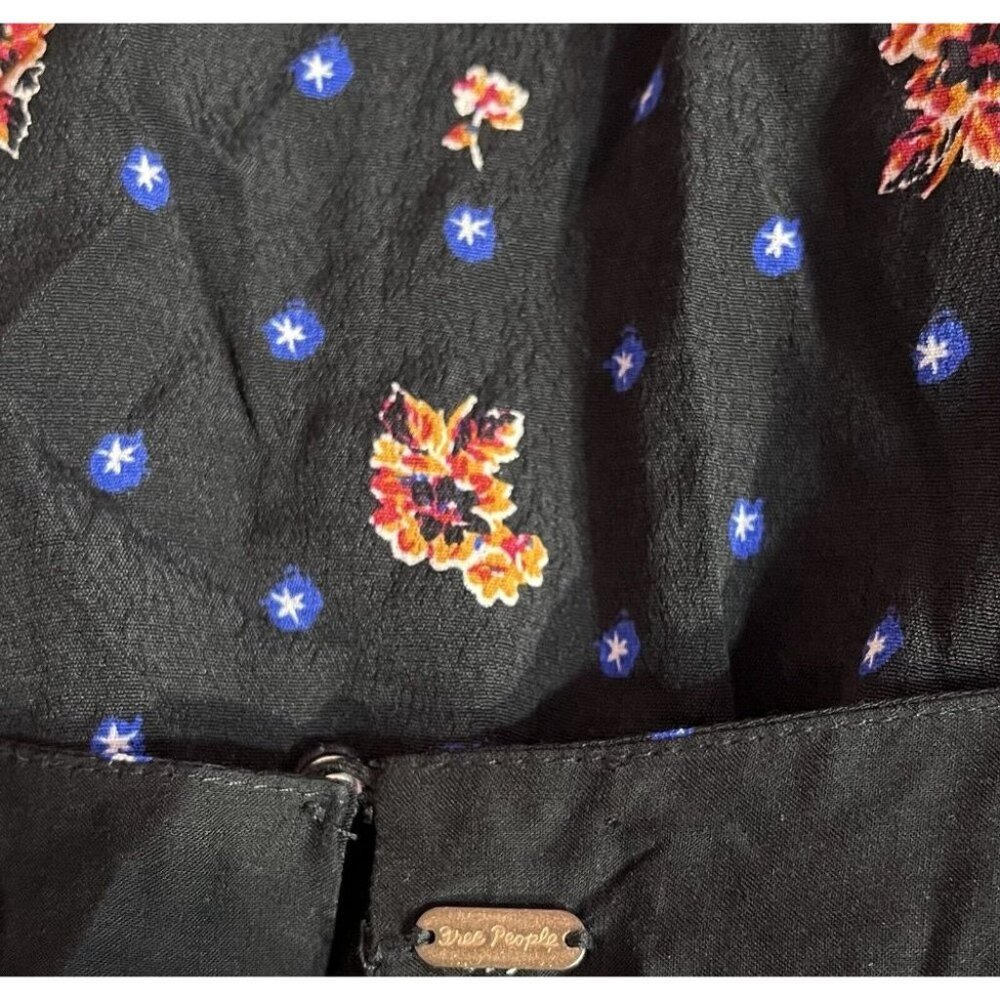 Free People Mini Dress Medium Black Blue Long Sleeves - Picture 7 of 13